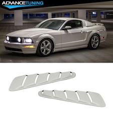 For 05-09 Ford Mustang V6 Coupe Side Vent Window Louver Hp Hi Performance White