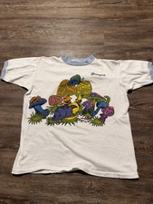 Vintage 60s 70s Mushroom Ringer Shirt Georgia Hippie Nature Size Small Rare