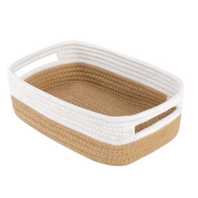 LWYMX Woven Baskets for Organizing with Handles, 12'' x 8'' x 5'' Natural Cotton...