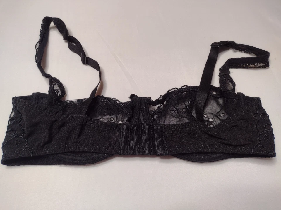Sujetador balconette de malla de encaje transparente Aubade para mujer 34D negro con aros B25 Foto 3 de 4