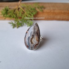 Crazy Lace Agate Gemstone Ring 925 Sterling Silver Anniversary Gift Ring PG6818