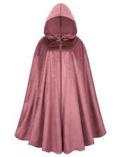 GRAJTCIN Renaissance Hooded Cape Velvet Cloak Victorian Capelet Medieval Hobb...