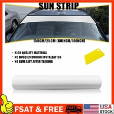 1X Universal Windshield Banner Matte White Vinyl Decal Sun Strip 60"x10" QC