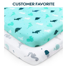 Pack and Play Sheets Fitted, Mini Crib Sheets 2 Pack Playard Bedding Set for