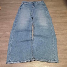 30x30 Light Blue Baggy Wide Leg Heavyweight Denim Jeans Y2K Vintage