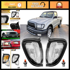 Front Corner Lights Pair For 2001-2004 Toyota Tacoma - Clear Lens Black Trim