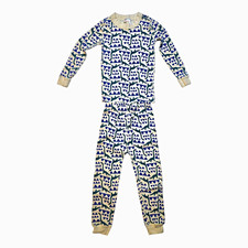 Hanna Andersson 2-Piece Organic Cotton Knit Long Sleeve Pajama Set 4 Blue/White