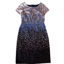 Talbots Women's Size 4 Pencil Dress Cap Sleeve Floral Allover Print Blue Coral