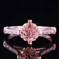Solitaire 7mm Round Semi Mount Ring 925 Sterling Silver Rose Plated Women Ring