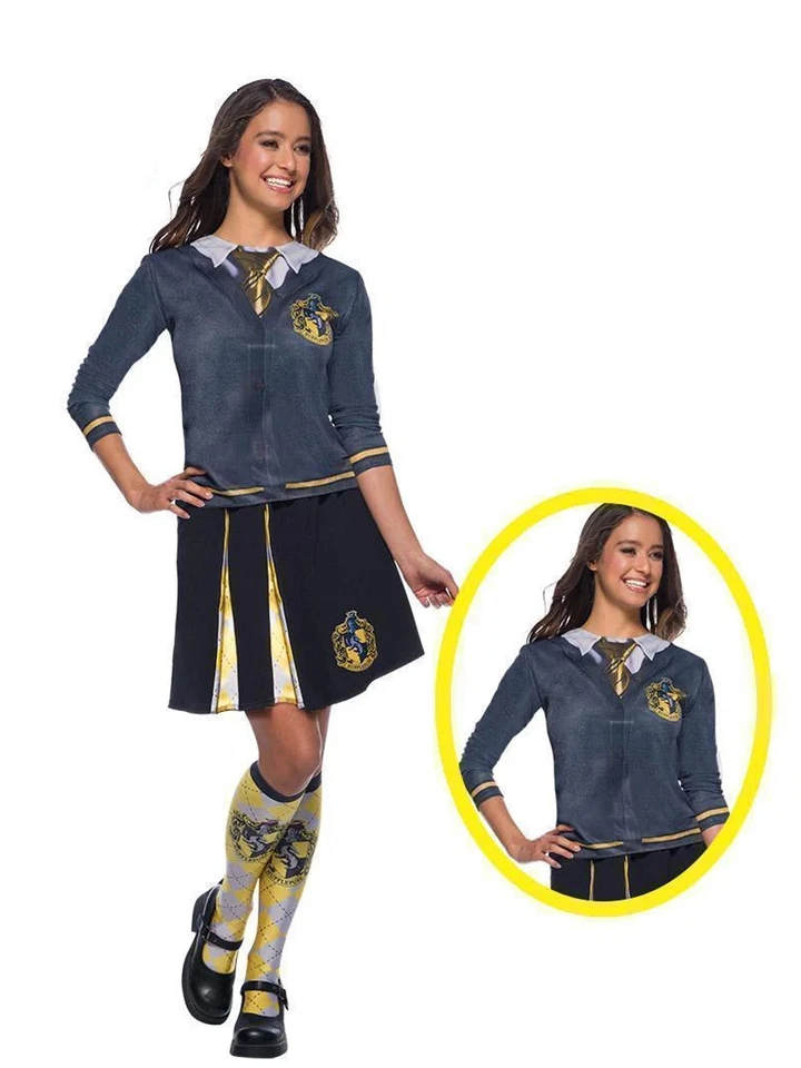 Licencia Damas Harry Potter Hufflepuff Disfraz Top Amarillo Libro Semana Camisa Foto 2 de 4