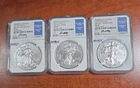 2017 W Burnished Silver Eagle NGC MS70 Edmond Moy Signed 3pc Set