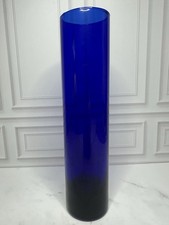 Coastal Cobalt Blue Glass Cylinder Vase Minimalist Modern Bud Vase 7.5  