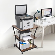 3-Tier Printer Stand with Adjustable Shelves Wheels for Home/Office