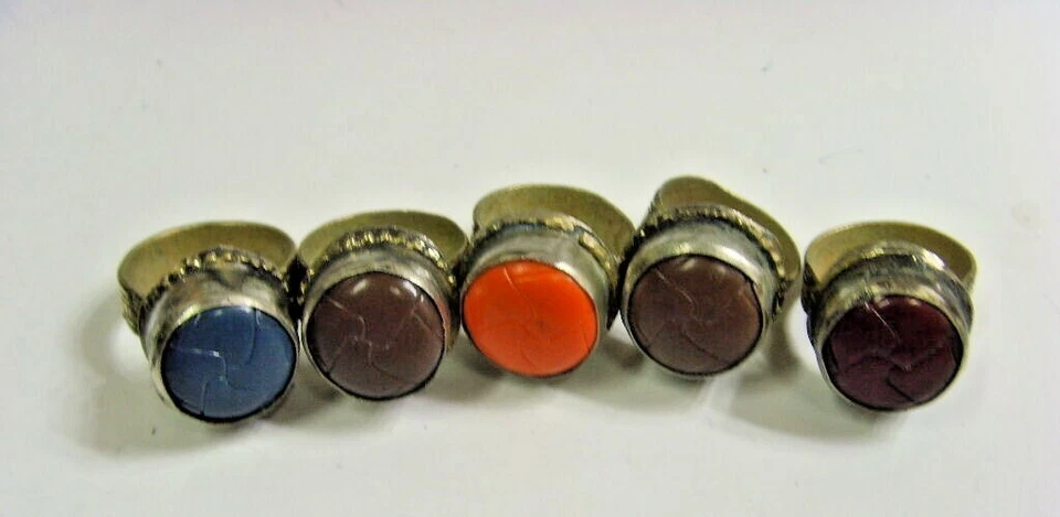 Antiguo lote de 5 anillos vintage turcomanos tribales nómadas Asia Central ats 48803 Foto 2 de 4