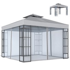 Outsunny 3 x 3(m) Patio Gazebo Canopy Garden Pavilion, Light Grey