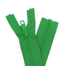 2 PCS 30-inch #5 Green Separating Molded Plastic Jacket Zippers Bulk
