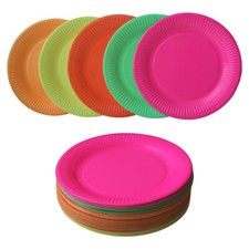 Pack of 30 Disposable Neon Paper Plates 9 inch (23cm) Dinner Fiesta Party Plates