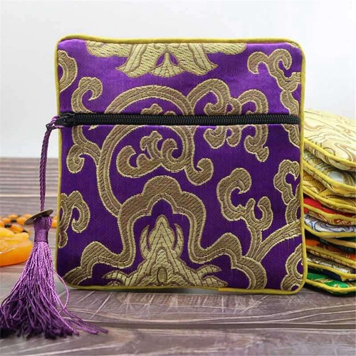 Bag Zipper Gift Coin 5pcs Jewelry Tassel Square Chinese Purse Silk Pouches - Picture 15 of 24