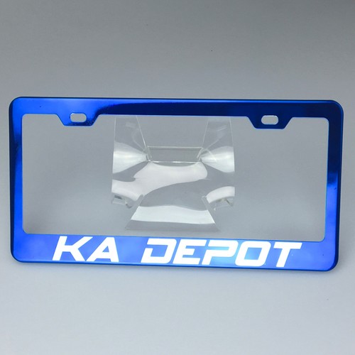 KA Depot Custom Laser Engraved Stainless Steel License Plate Frame Blue Chrome - Picture 4 of 12