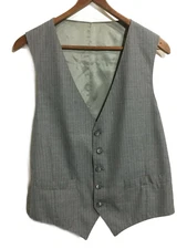Men's Gray Vest Size Small Waistcoat Pin Striped Button Up Classic Fitted