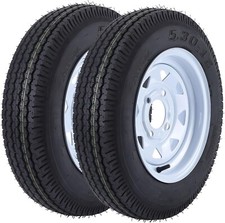 4 Pack 5.30-12 Trailer Tires With 12 Rims 4 Lug On 4 Load Range C 6pr 6-ply