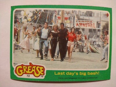 1978 GREASE TRADING CARD #72 Last day's big bash Nice