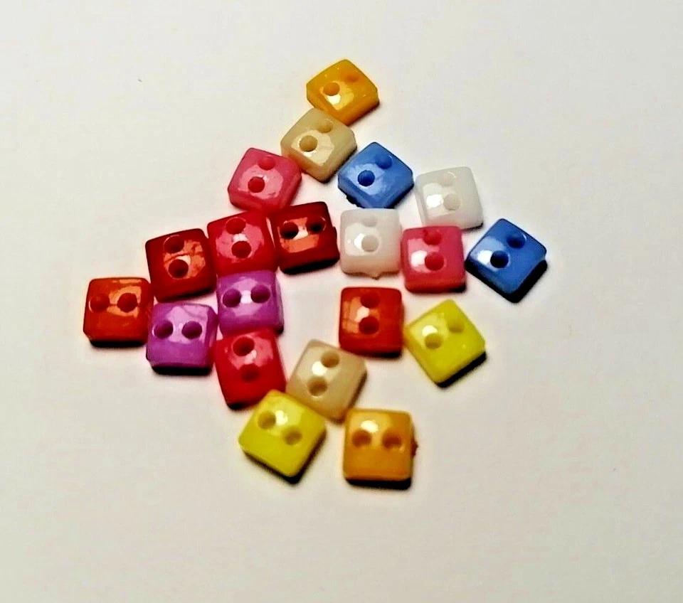 20pcs 2 Holes 4mm Mini Buttons For Doll Clothes Square Candy Cards Emphemara - Image 3 of 4