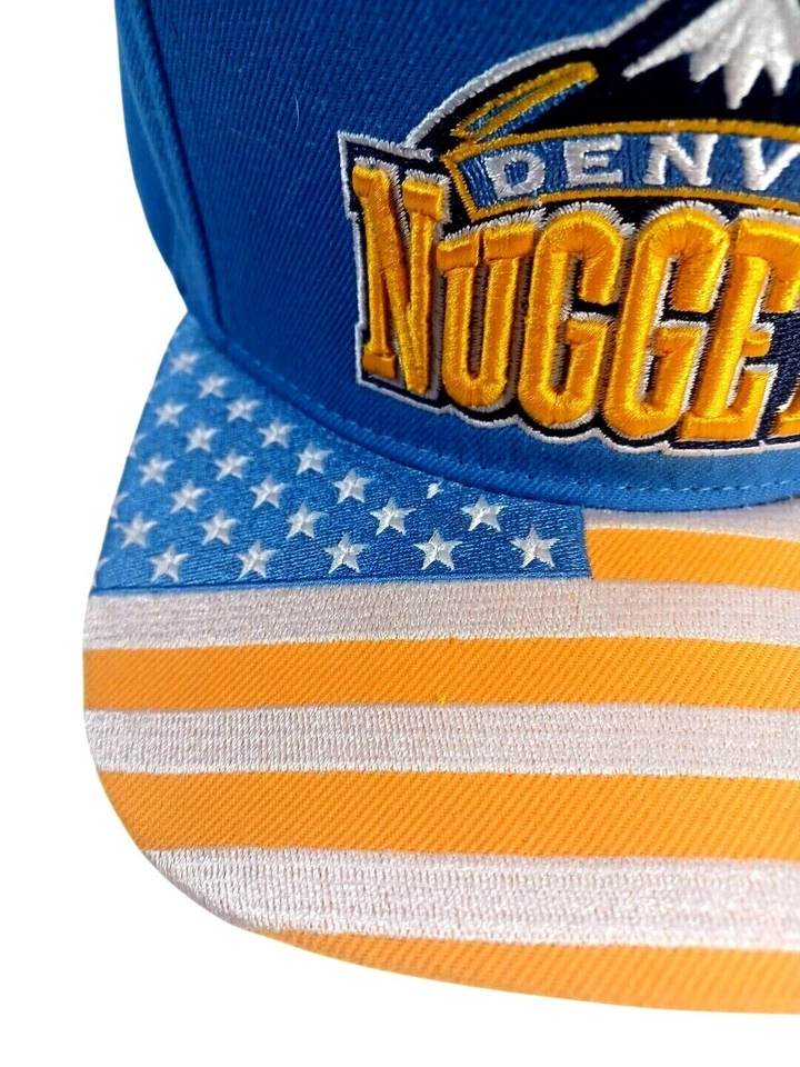 Raro Zephyr Denver Nuggets Bandera Americana Bebé Azul Dorado Snapback Gorra Sombrero Rockies Foto 4 de 4