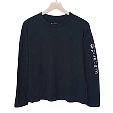 Pure Barre Womens Logo Sweatshirt Black Modal Blend Fleece Long Sleeve Size S