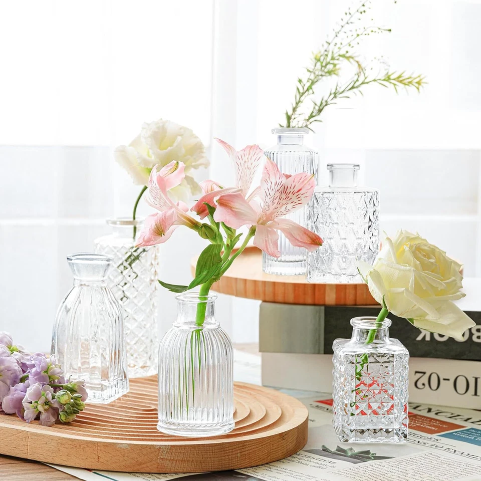 Glasvase Set 12 Kleine Vasen für Tischdeko Dekoration Hochzeitsdeko Rezepetion H - Bild 4 von 4