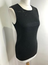 Top BNNT All Saints Lovise nero con perline paillettes impreziosito UK 4 6 8 NUOVO gilet