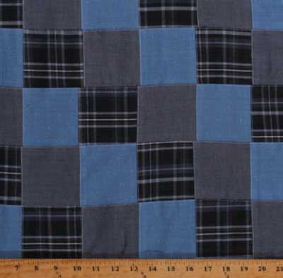 Stitched Patchwork Blue Plaid Yarn-dyed Yarn Dyed Fabric by the Yard D274.33