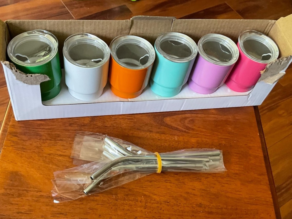 Mini Cup 3OZ Shot Glass Tumblers with Lids and Straws Set of 6 | eBay