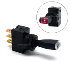 NEW Automotive Toggle On-Off Switch w/ Red LED Power Indicator Light 20A@12V DC