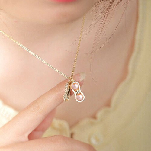 Pretty Design Charming 7-8mm South Sea Pink Pearl 925s Peanut Pendant Necklace - Picture 4 of 4