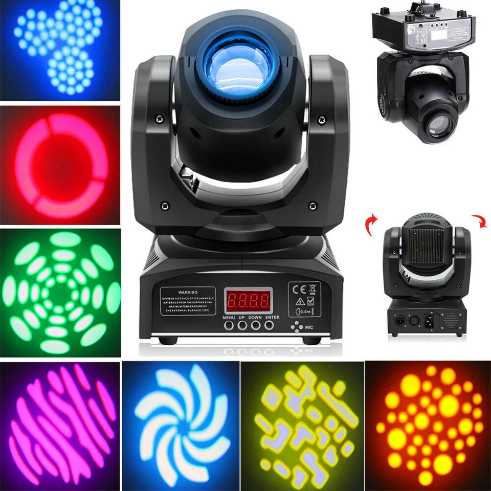 Luz de escenario 120W RGBW Pinspot Moving Head DMX 8 Gobo efecto de luz DJ luz de fiesta - Imagen 3 de 4