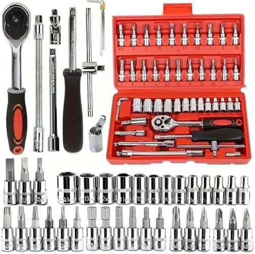 Set Chiavi a bussola da 1/4 di pollice+Cricchetto+Punte PH PZ+Valigetta46 pezzi - Immagine 2 di 4