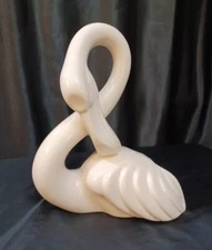 Vintage JARU Flamingo Modernist 13" Statue Sculpture Art Deco Pottery White 