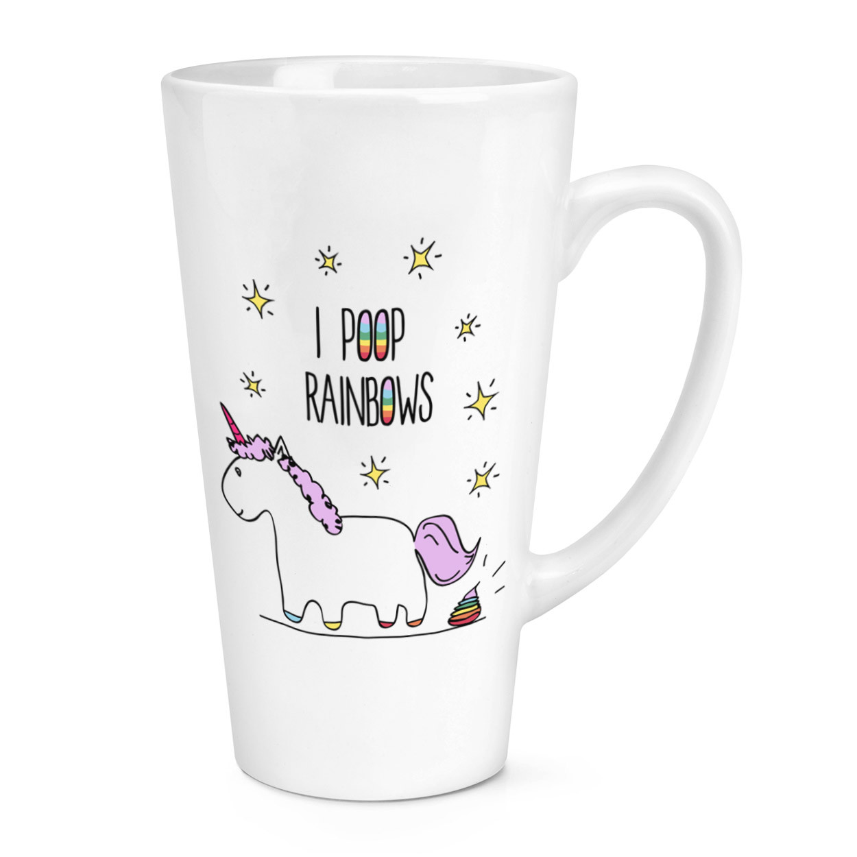 Lila Unicorn I Poop Rainbows 17oz Large Latte Mug Cup - Funny Unicorns