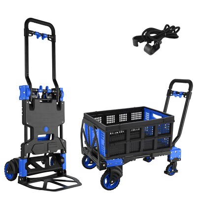 Aluminum Hand Truck 2in1 Folding Dolly Cart 330lbs Capacity w/Retractable Handle