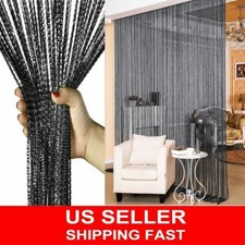 String Door Curtain Room Divider Crystal Tassel Fringe Window Black