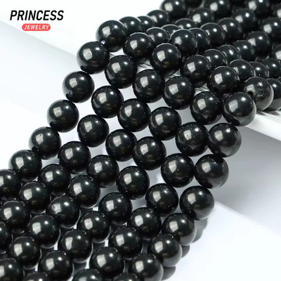 Natural Jet Coal Crystal 4 6 8 10 12mm Loose Gem Stone Beads Jewelry Making