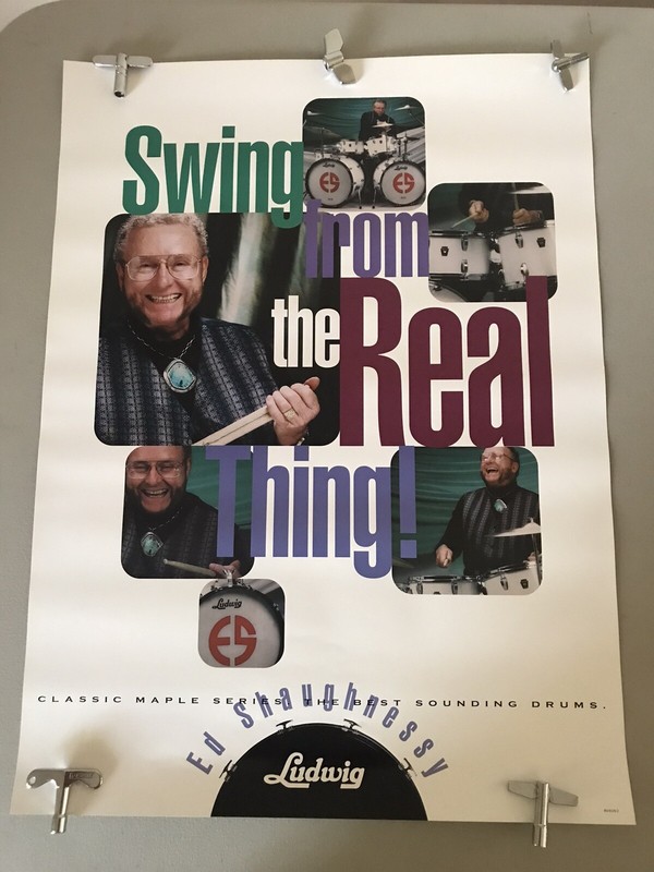 ED SHAUGHNESSY "JOHNNY CARSON TONIGHT SHOW"  LUDWIG DRUM POSTER, 17" x 23"