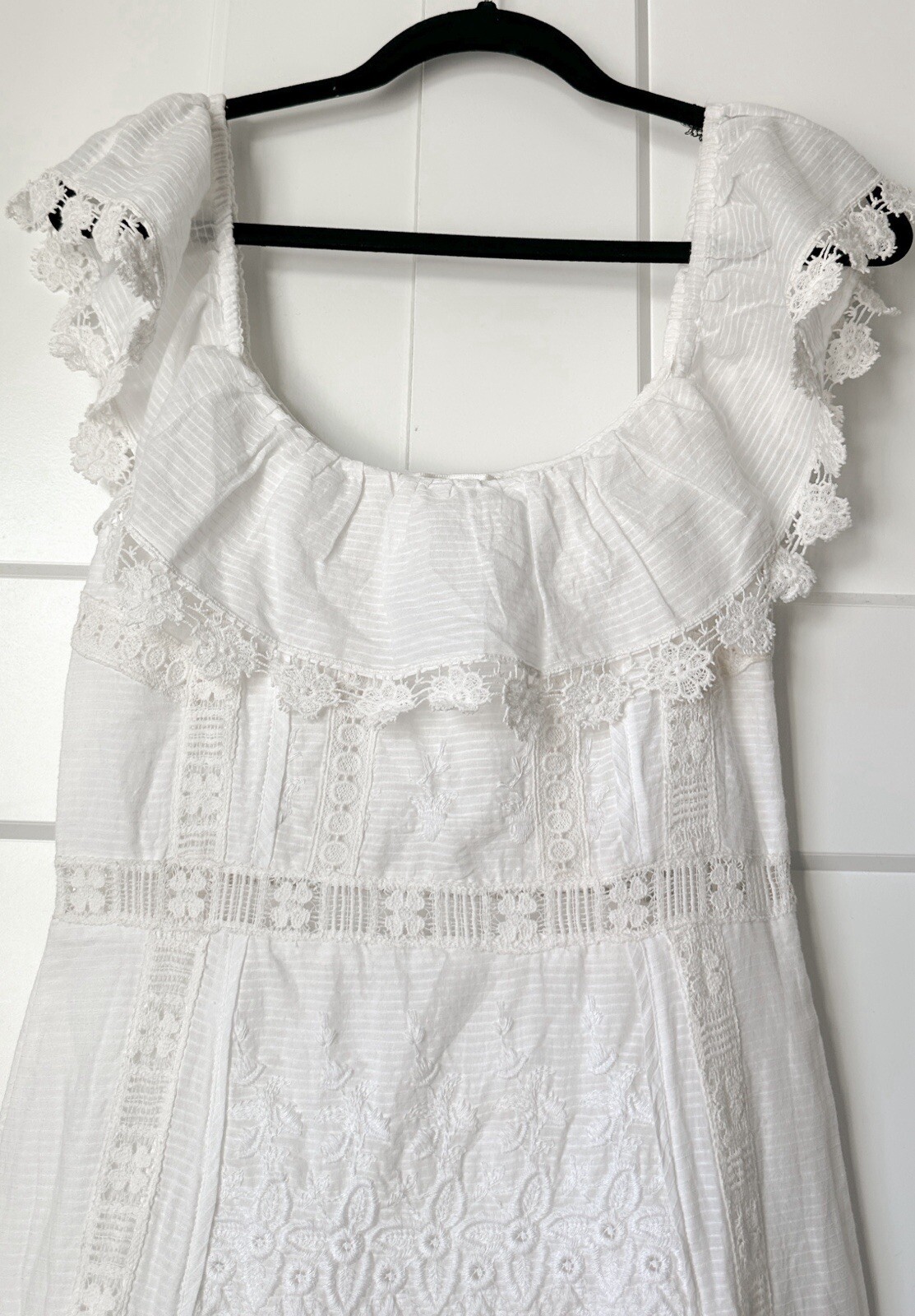 LoveShackFancy Faustine Off White Midi Embroidery… - image 5
