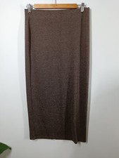 Mango Brown Knitted Maxi Pencil Side Split Skirt Size M BNWT