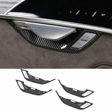  For Audi A8-Quattro 2019-2023 ABS Carbon Fiber Inner Door Bowl Cover Trim 4PCS