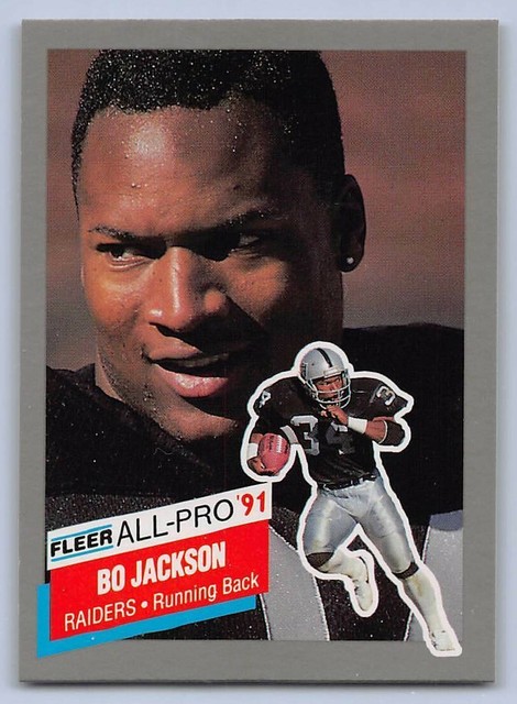 1991 BO JACKSON Fleer All Pro Los Angeles Raiders Football Card 