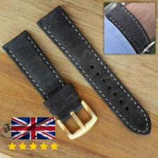 Gunmetal Grey Suede Watch Strap / Band 18mm, 20mm, 22mm, 24mm Gold Buckle
