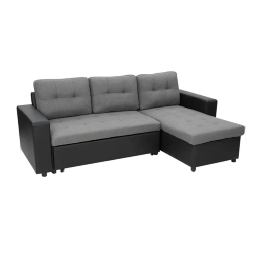 3 Seater Corner Sofa Bed With Storage Lounge Black Grey - Picture 1 of 3