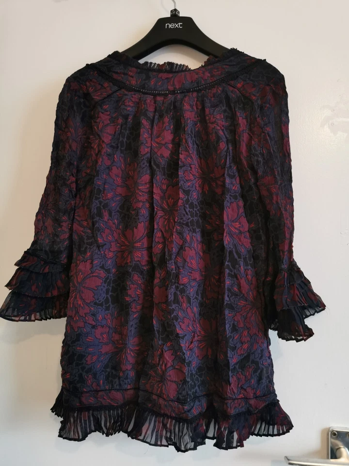 Ghost London блузка женщин средний 100% шелк верхняя рубашка женщины с воротником - Изображение 3 из 4